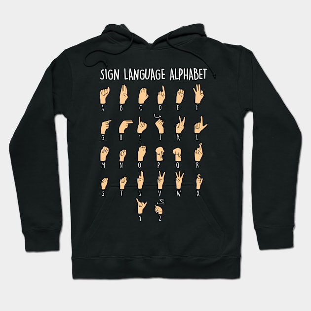 Sign Language Alphabet Funny Deaf and Hard of Hearing ASL Hoodie by Boneworkshop